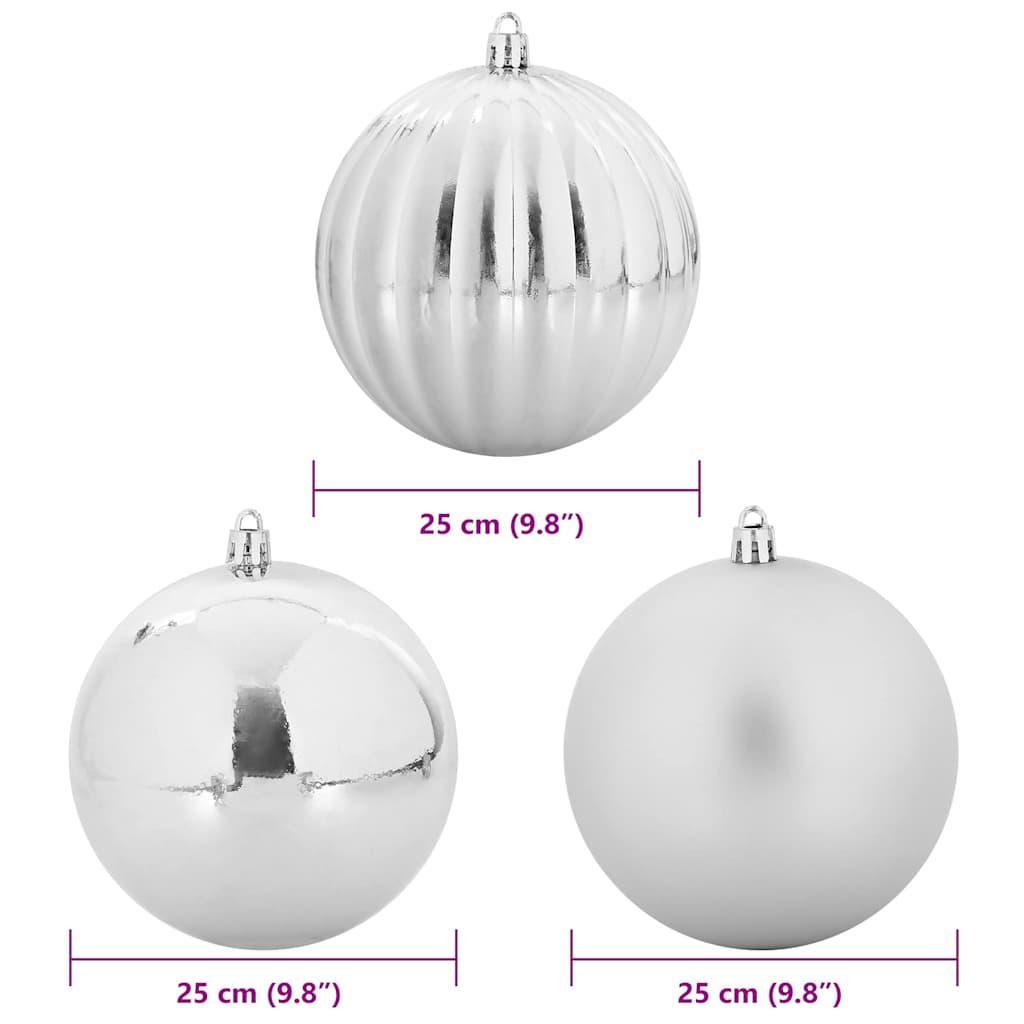 Julepynt Satz XXL 3 pcs Sølv Ø 25 cm Plastik LED'er