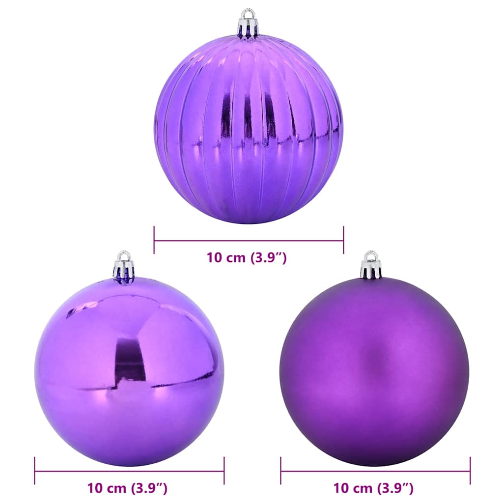 Juletræsbommelæt XL 15 pcs Lilla Ø 10 cm Plastik LED'er
