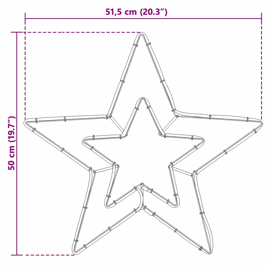 Julestrjerne med 72 LED'er Kold Hvid 51,5 x 50 x 0,65 cm Jern