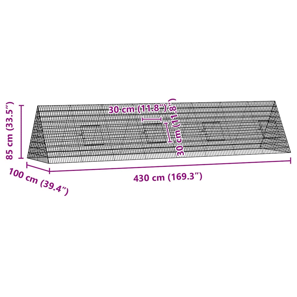 Kanin Bur Sølv 430 x 100 x 85 cm Galvaniseret stål