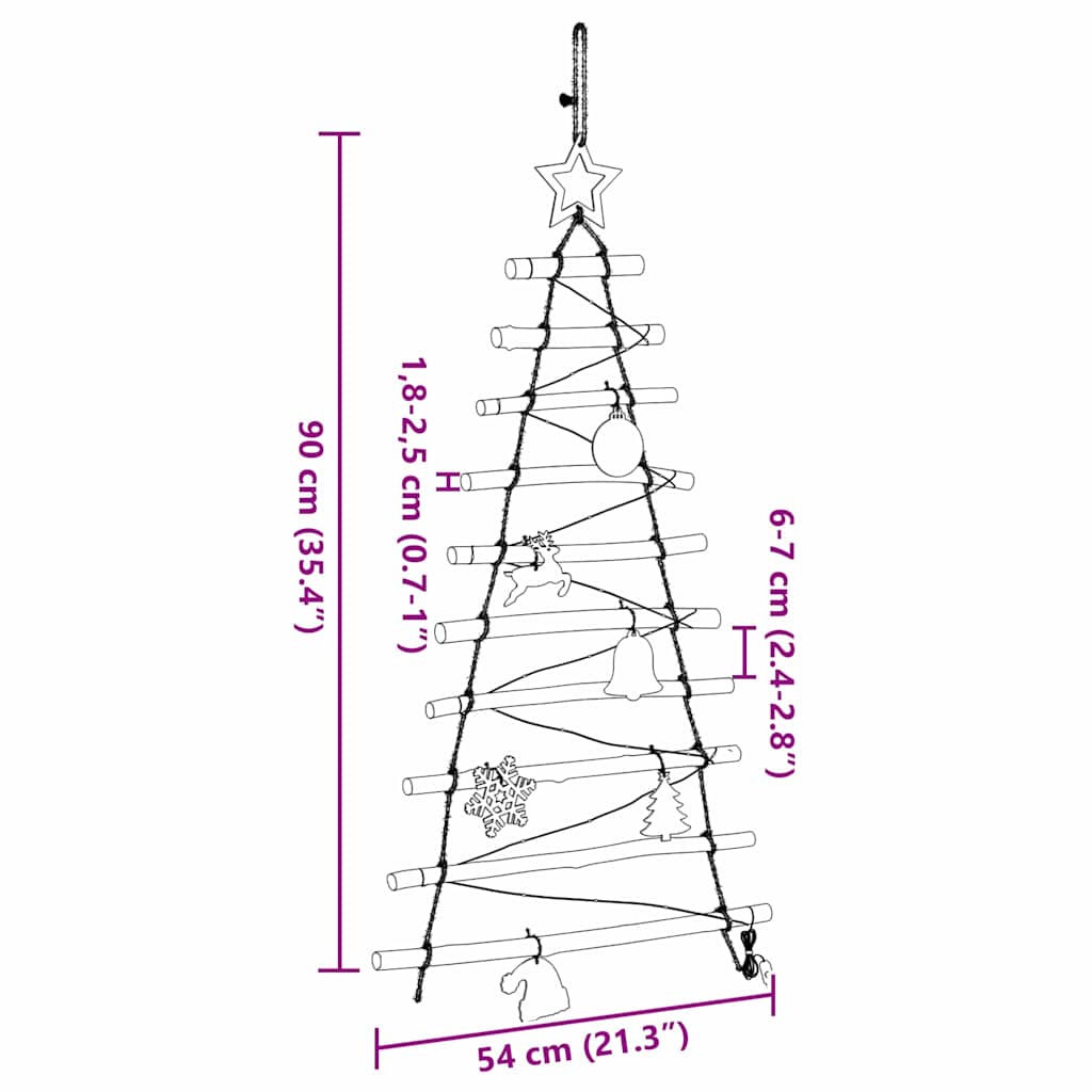 Juletræ med 30 LED'er Naturfarvet 90 cm massivt asketræ