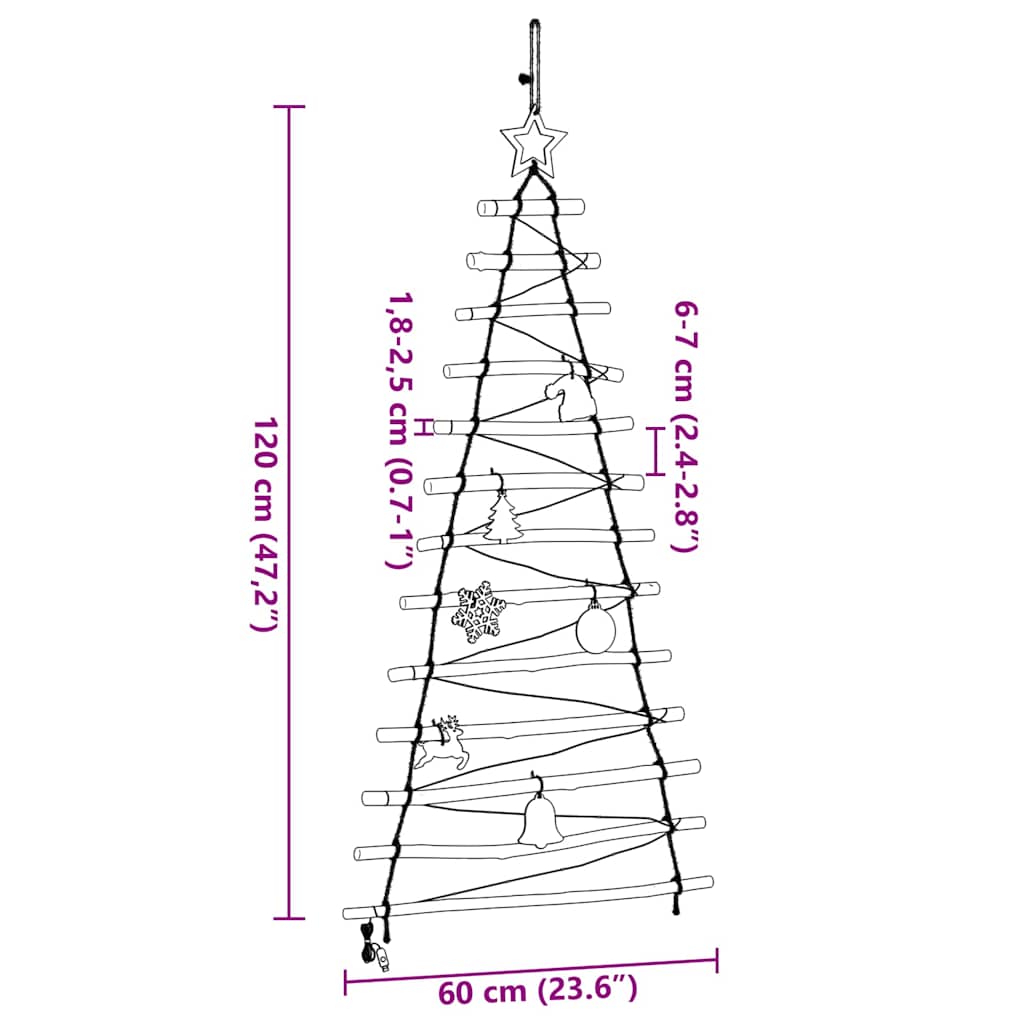 Juletræ med 50 LED'er Naturfarvet 120 cm massivt asketræ