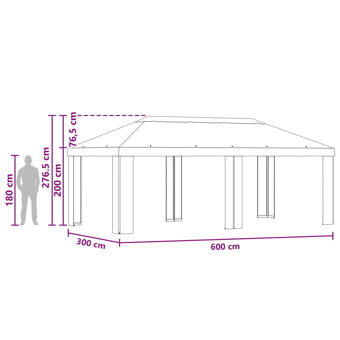 Gazebo Dække 6 x 3 m Gråbrun Polyester 190 gsm