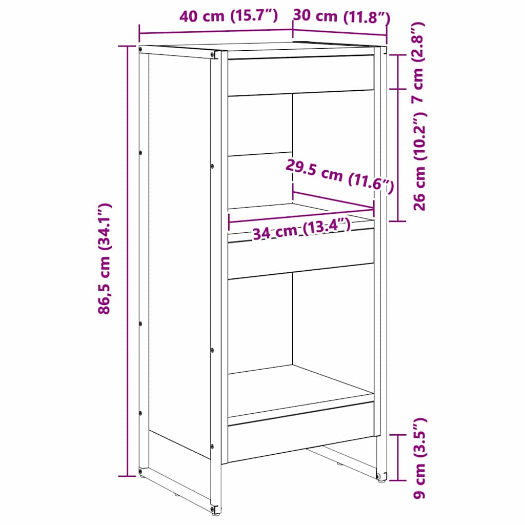 Bogskab 40 x 30 x 86,5 cm Konstrueret træ Sort eg