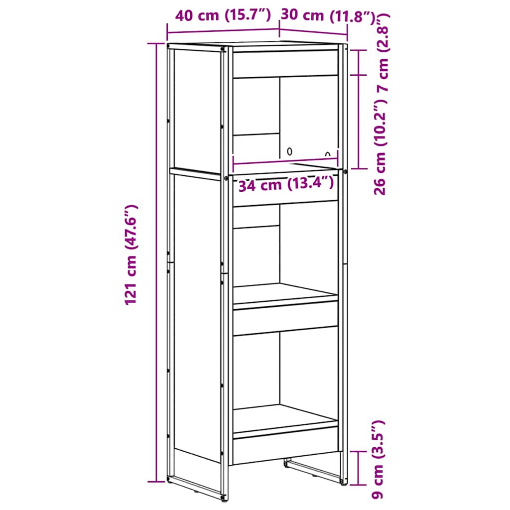 Bogskab 40 x 30 x 121 cm Konstrueret træ Sort eg