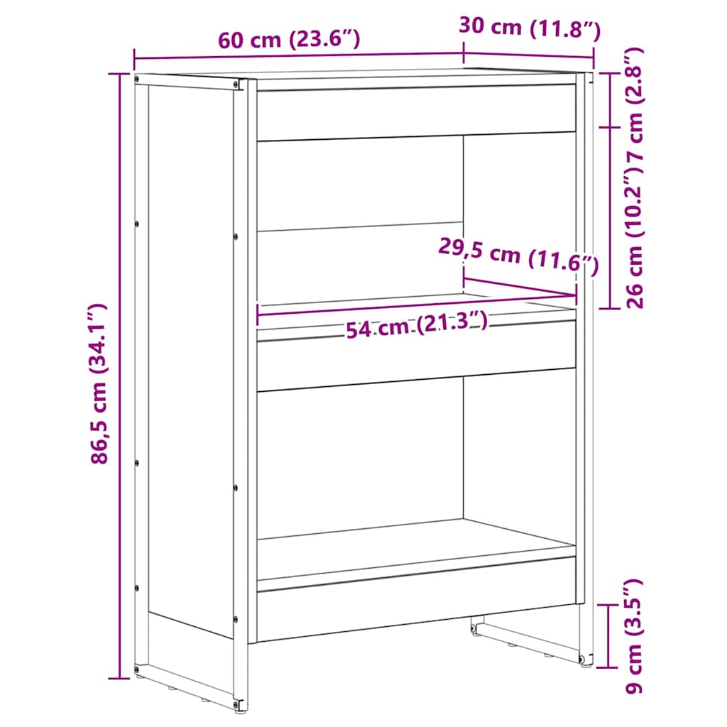 Bogskab 60 x 30 x 86,5 cm Konstrueret træ Sort eg