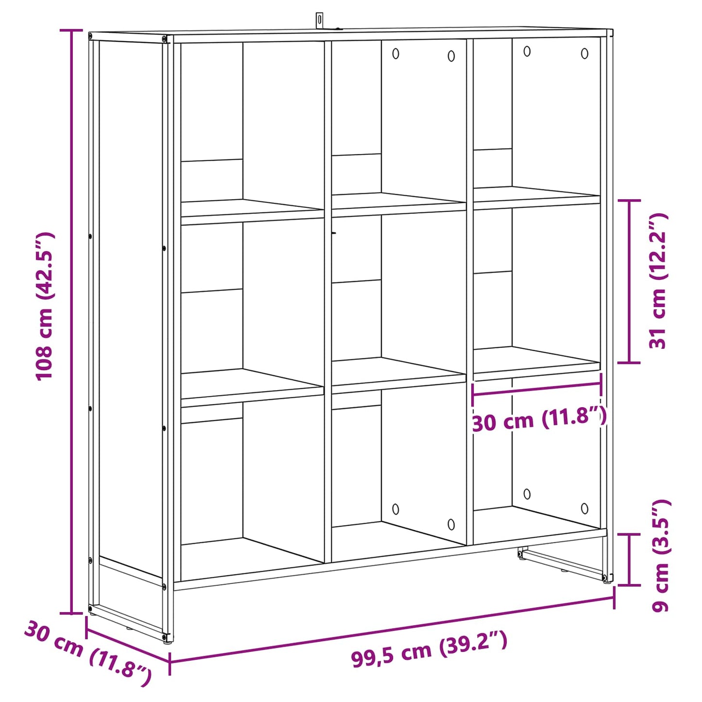 Bogskab 99,5 x 30 x 108,5 cm Konstrueret træ Sort eg
