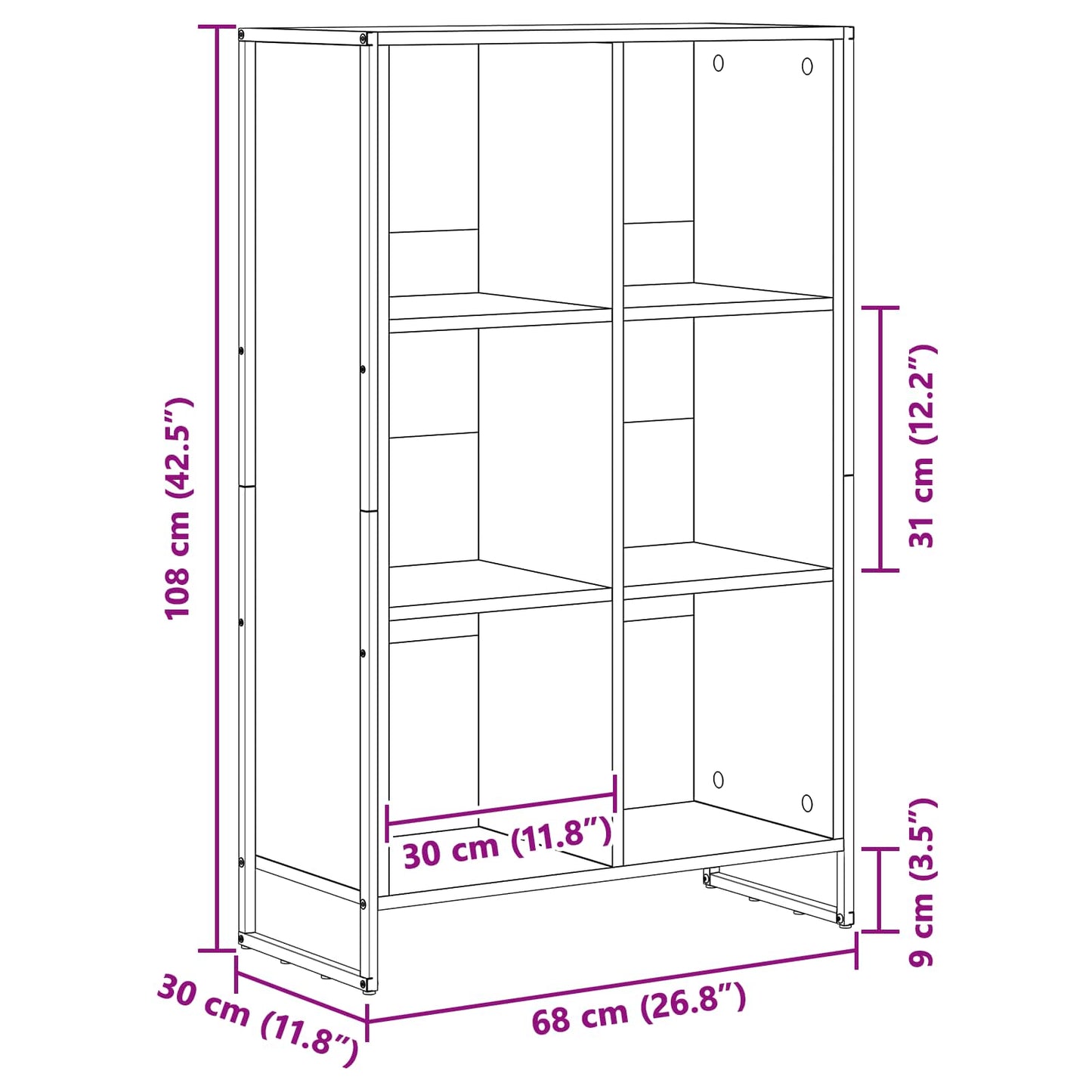 Bogskab 99,5 x 30 x 108,5 cm Konstrueret træ Sort eg