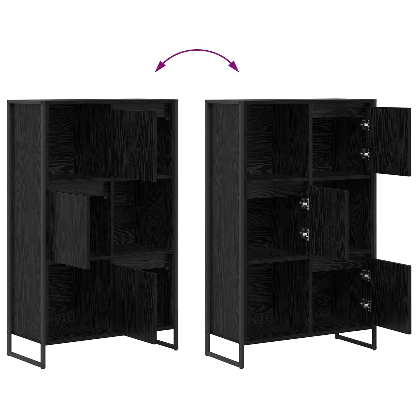Bogskab Sort eg 68 x 30 x 108.5 cm Konstrueret træ