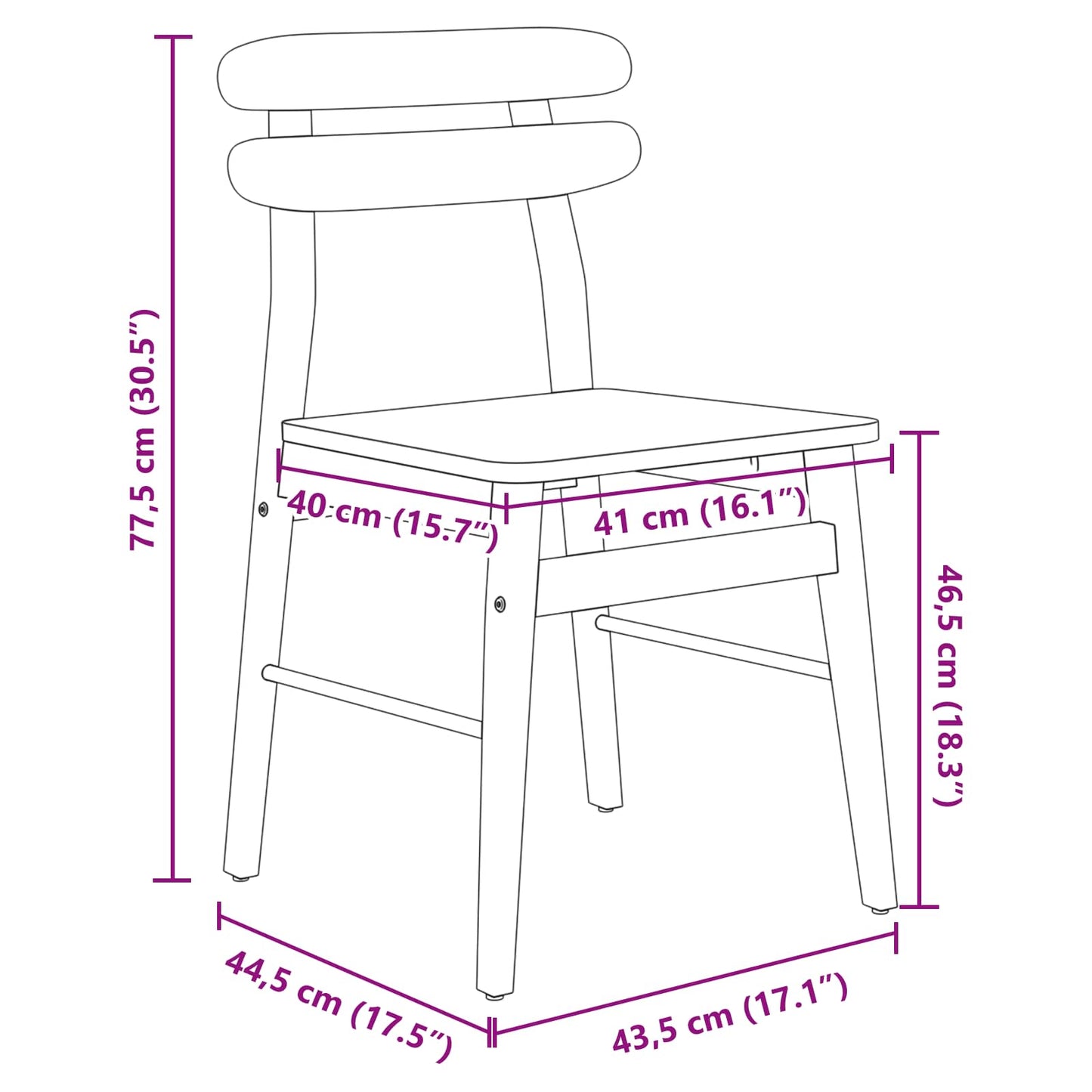 Spisestuestol 2 pcs Hvid Massiv Gummitræ