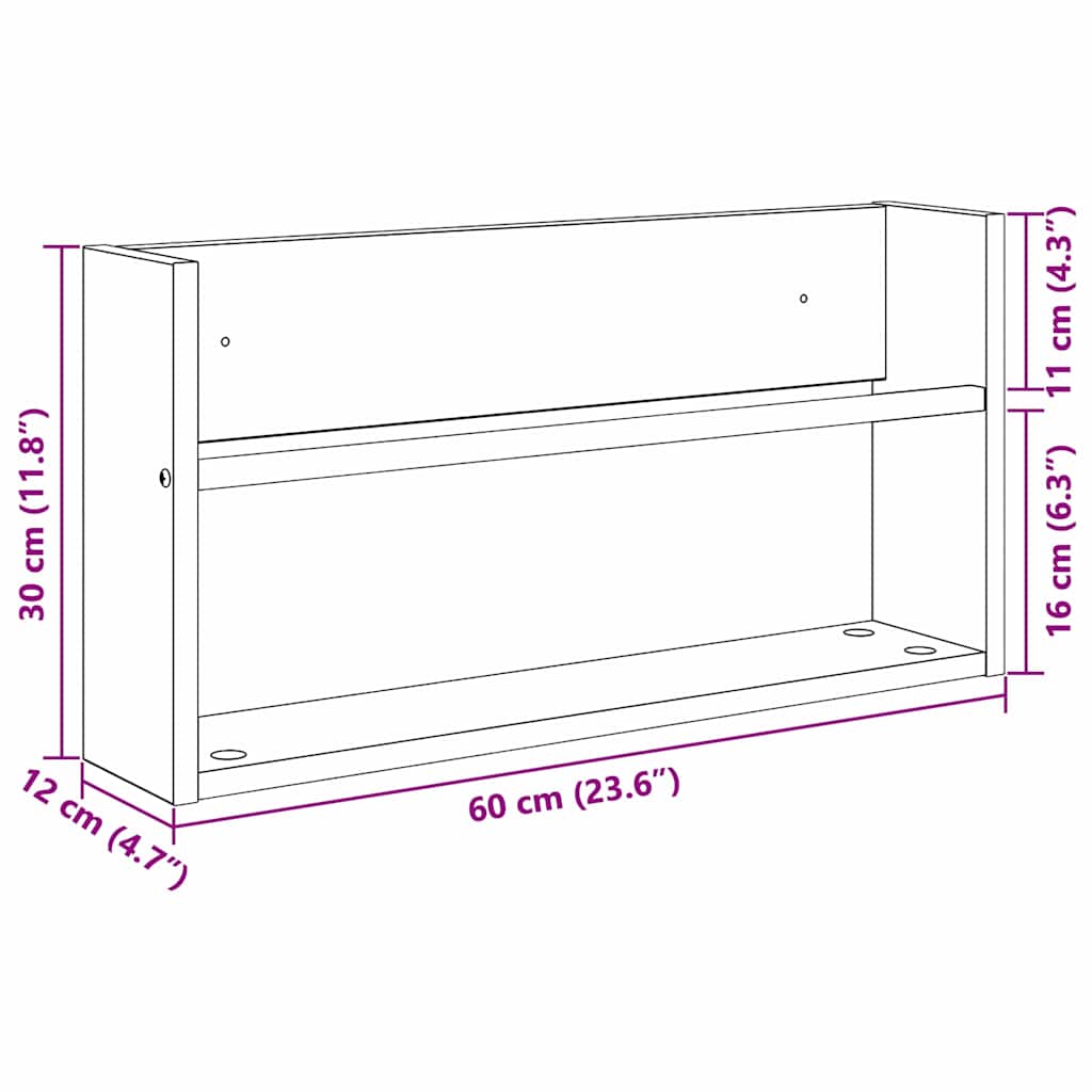 Magasin Rack med hylde Røget eg 60 x 12 x 30 cm Konstrueret træ