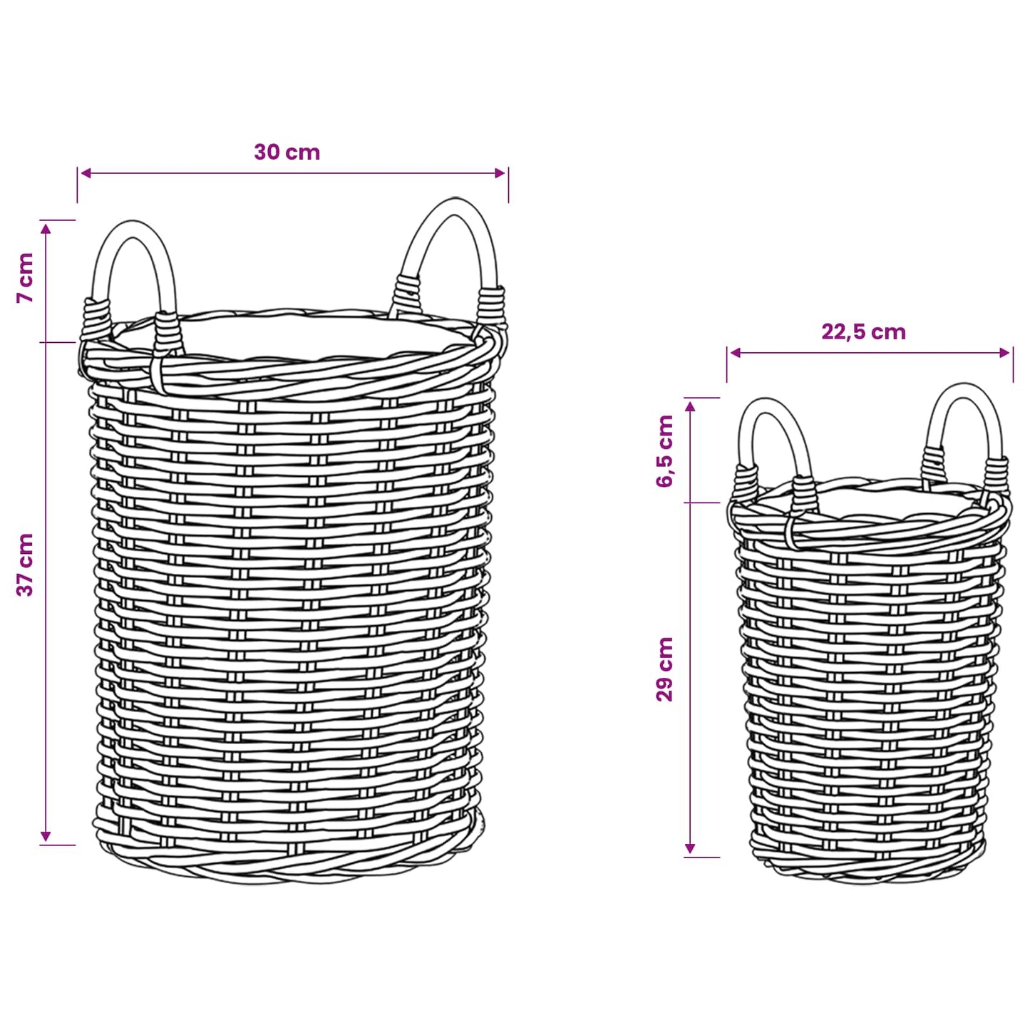 Planter Kurv med opbevaring 2 stk. Naturlig grå Kubu rattan