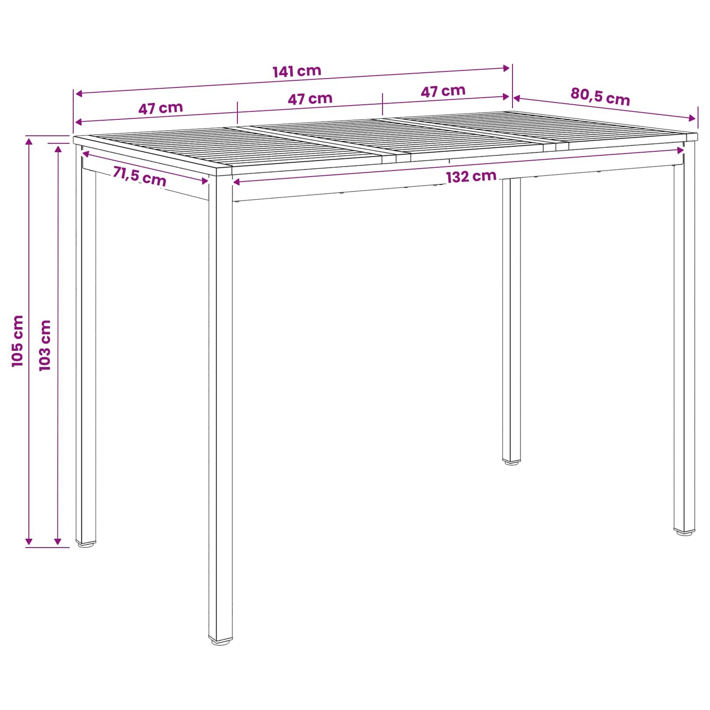 Have Bar Bord Hvid og sort 141 x 80,5 x 105 cm