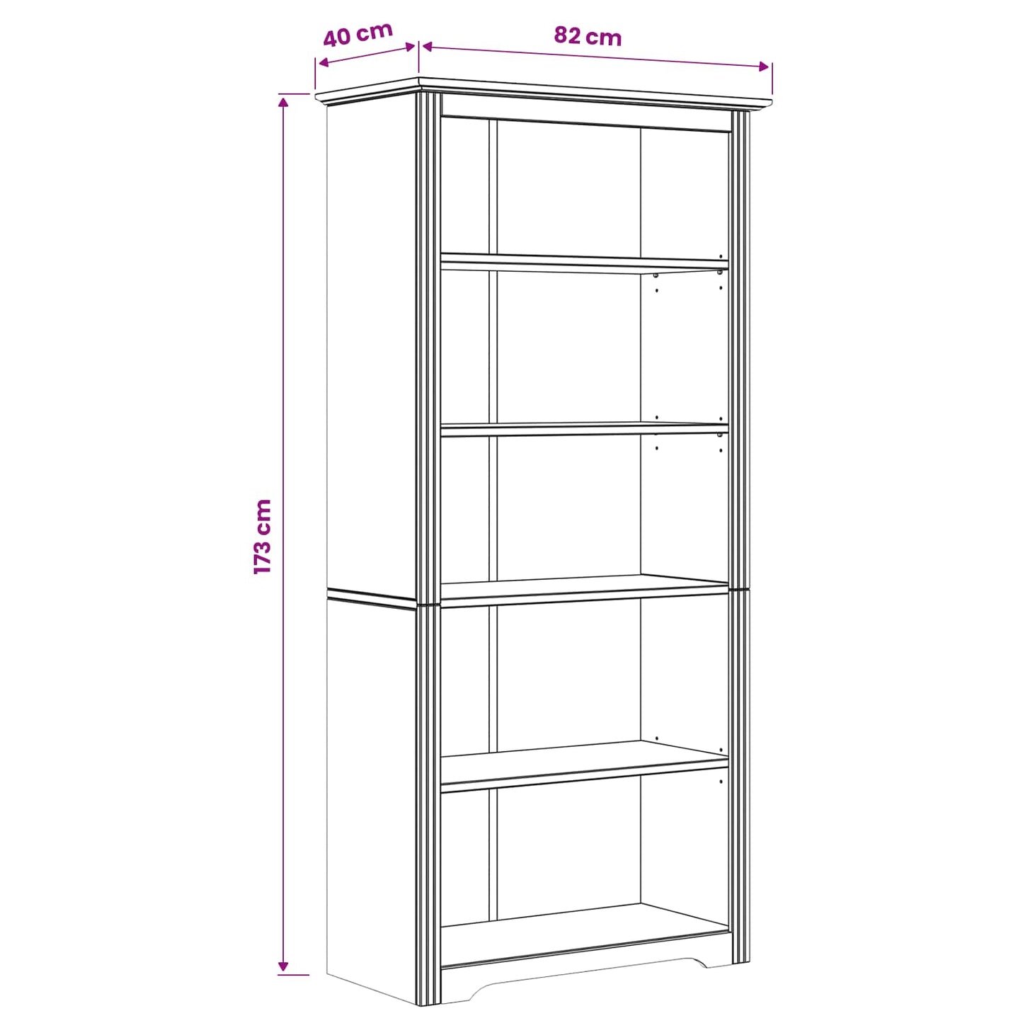 Bogreol BODO Honningbrun 82 x 40 x 173 cm Konstrueret træ