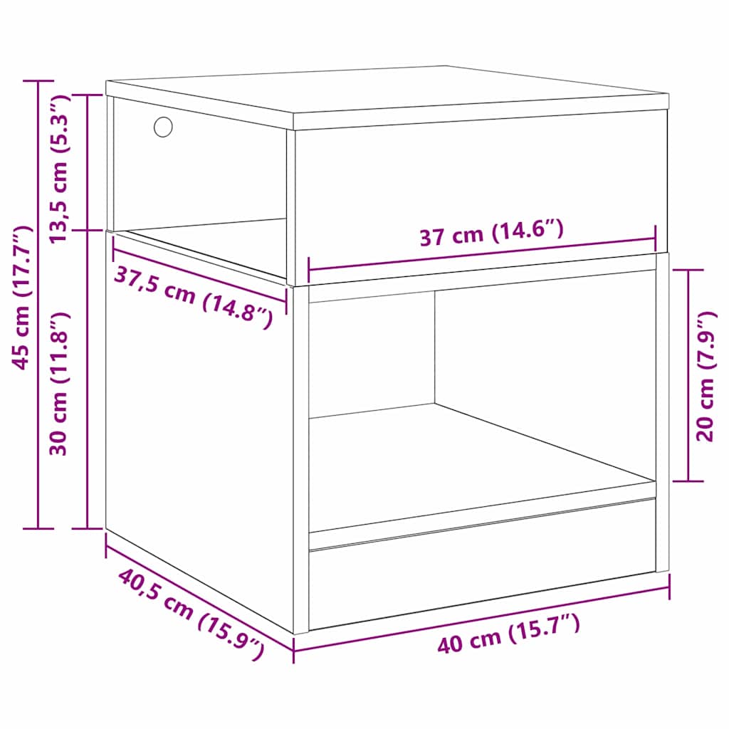 Endebord Sort eg 40,5 x 40 x 45 cm Konstrueret træ
