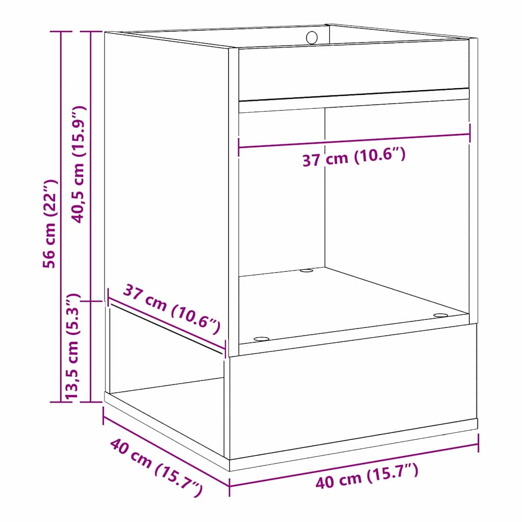 Endebord 2 pcs Sort eg 40 x 40 x 56 cm Konstrueret træ