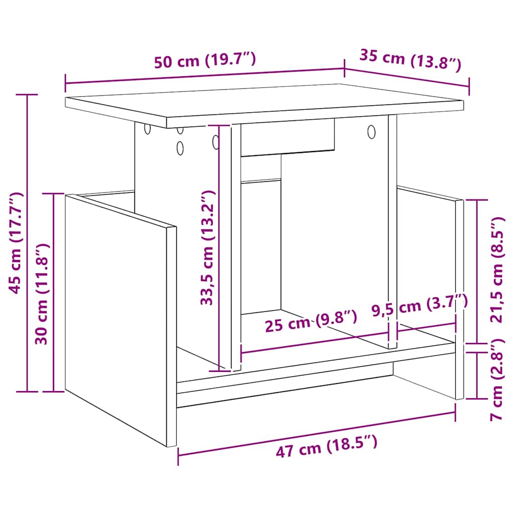 TV-bord Sonoma eg 50 x 35 x 45 cm Konstrueret træ