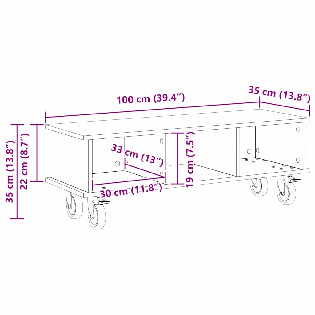 TV-bord Sonoma eg 100 x 35 x 35 cm Konstrueret træ