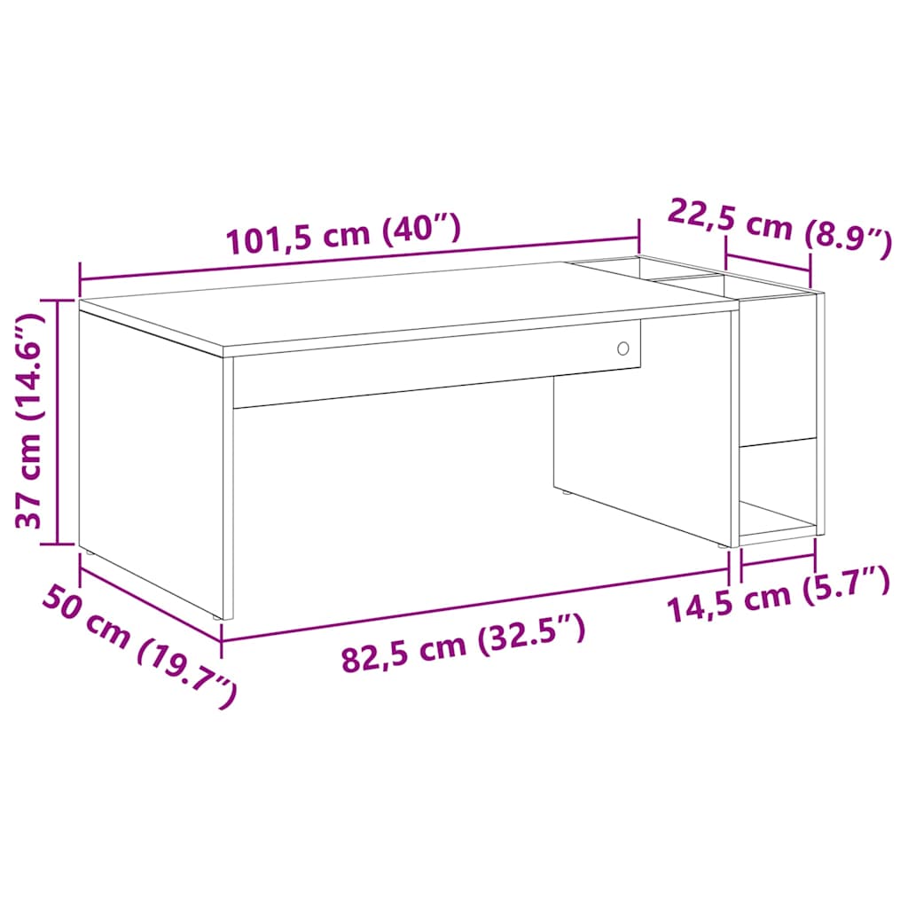 Sofabord Sort eg 101,5 x 50 x 37 cm Konstrueret træ