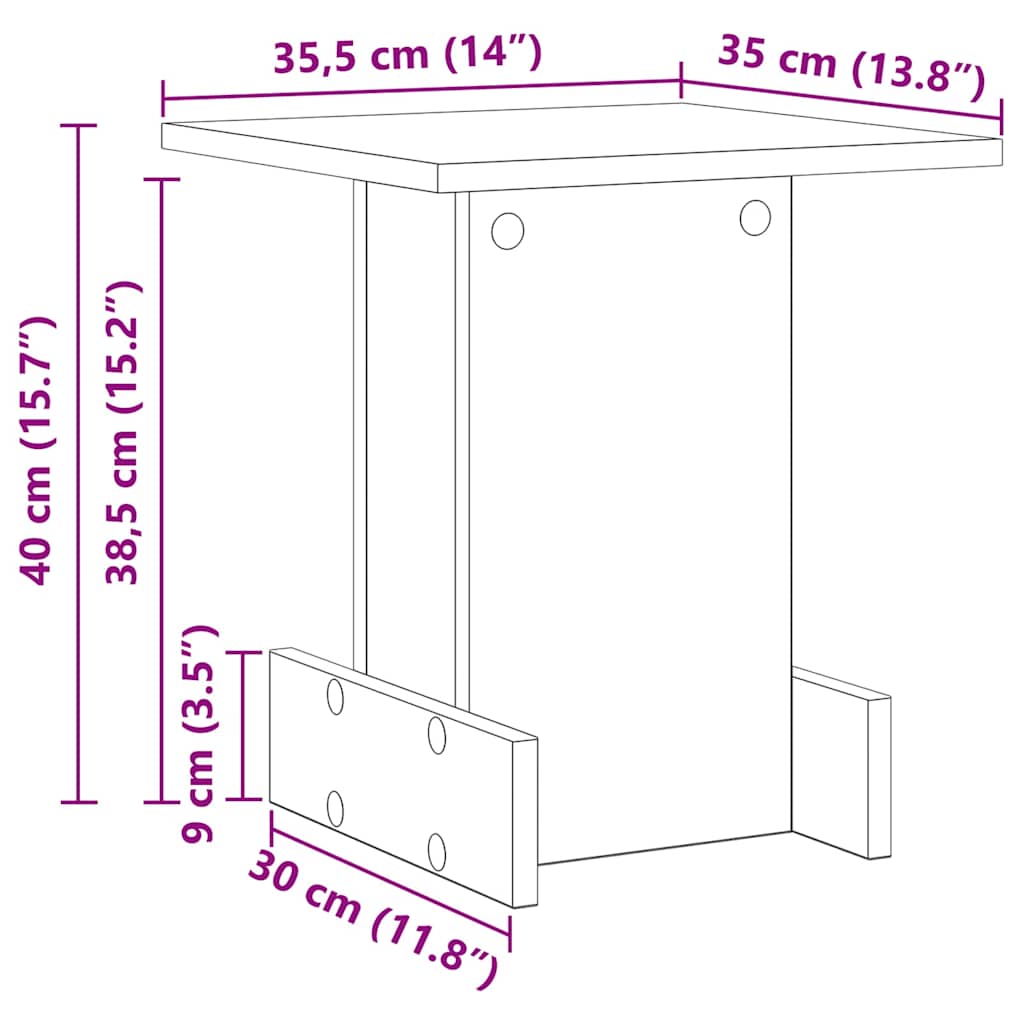 Endebord Hvid 35,5 x 35 x 40 cm Konstrueret træ