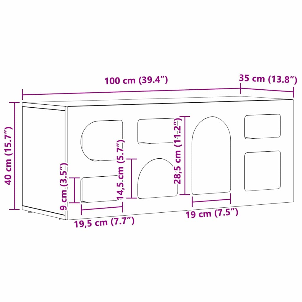 TV-skab ELST 100 x 35 x 40 cm Røget eg Konstrueret træ