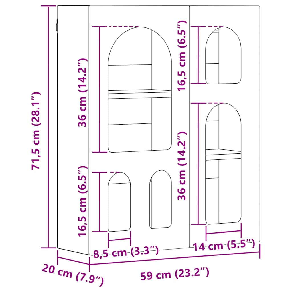 Hængeskab ELST Gammelt træ 59 x 20 x 71,5 cm Konstrueret træ