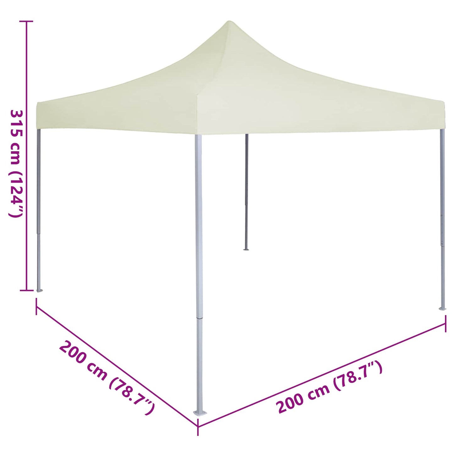 Party Tent 200 x 200 x 315 cm Cremefarvet Oxford stof