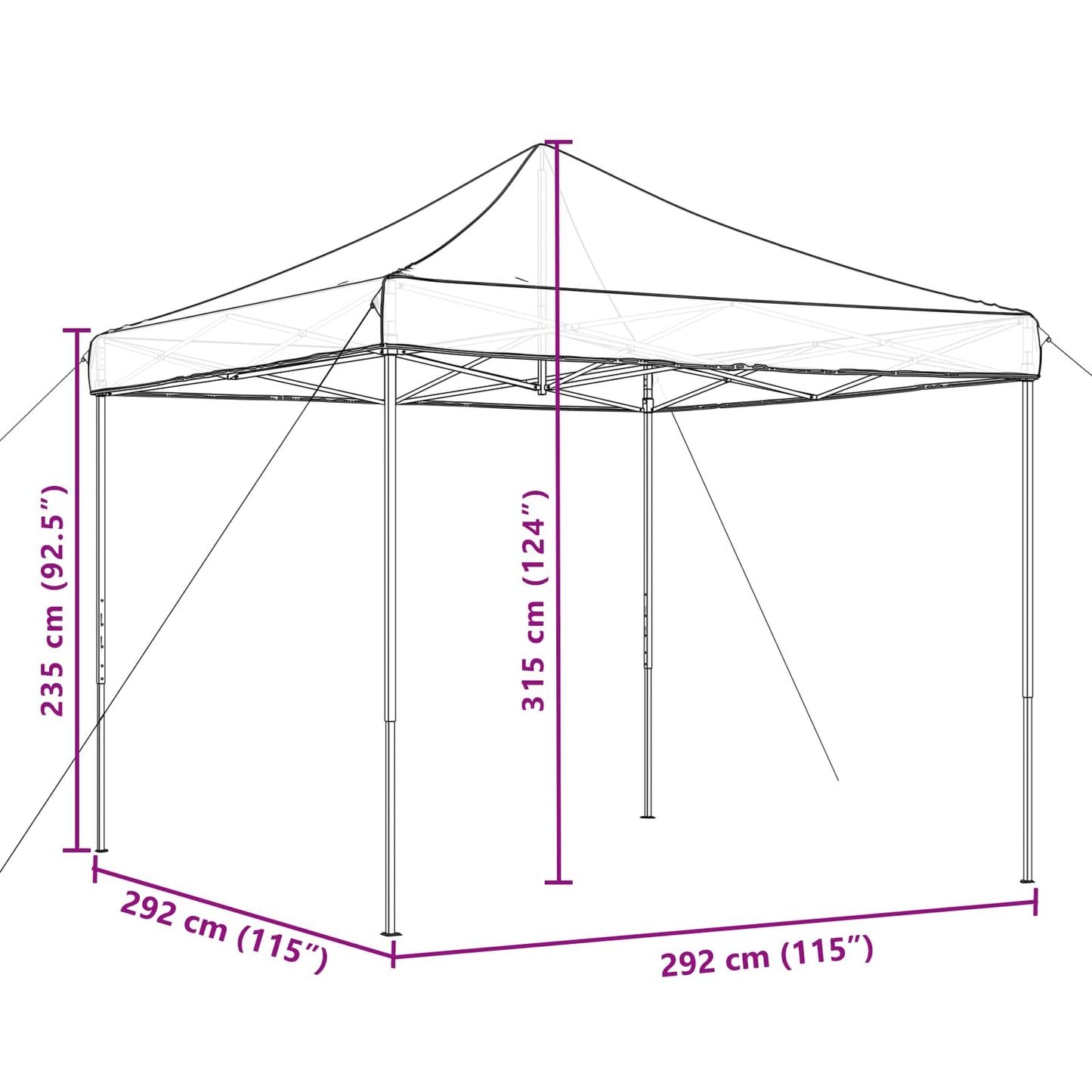 Party Tent 292 x 292 x 315 cm Brun Oxford stof