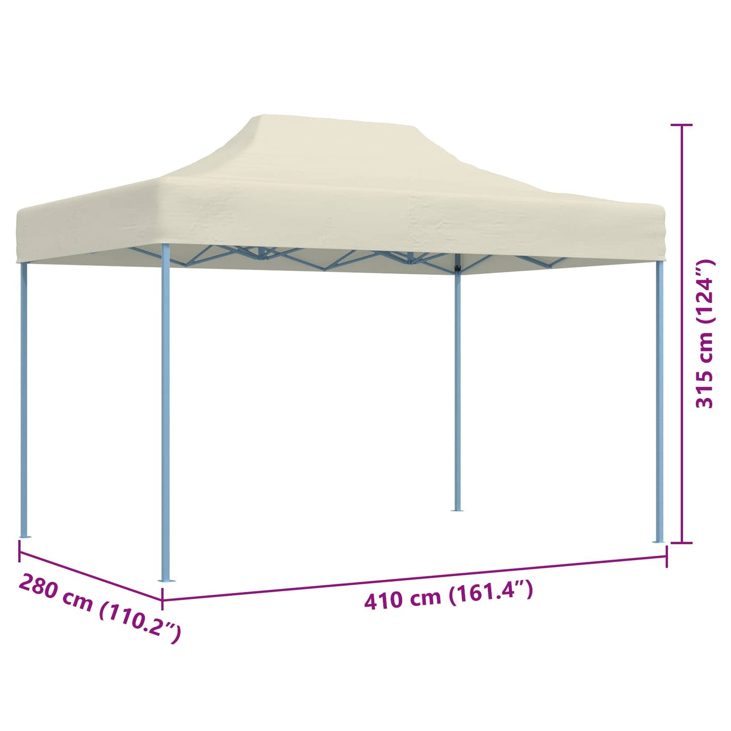 Party Tent 280 x 410 x 315 cm Cremefarvet Oxford stof