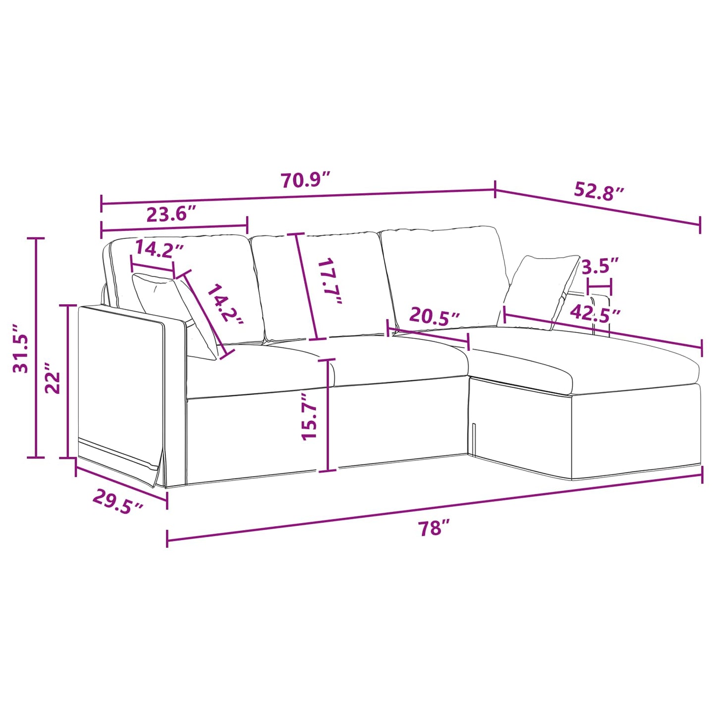Sofa Mørkegrå 198 x 134 x 80 cm Fløjl