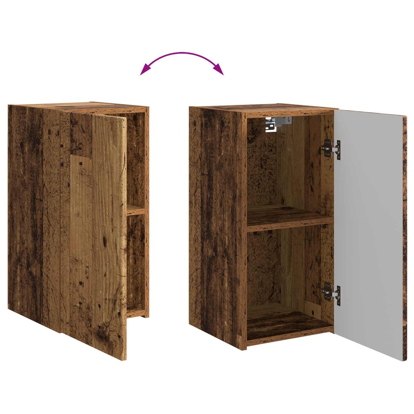 TV-møbelsæt Vægmonteret 6 pcs Gammelt træ Konstrueret træ
