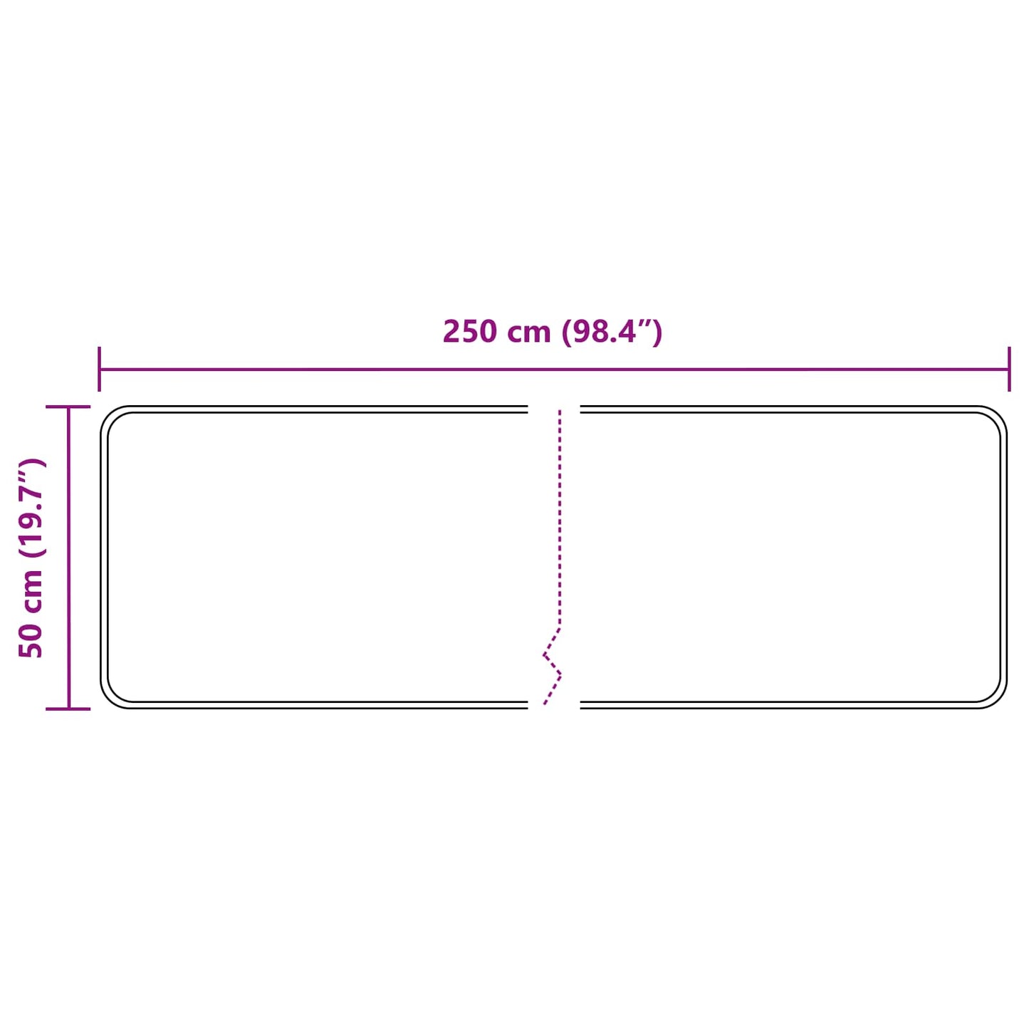Tæppe Runner MARSA Sort 50 x 250 cm Polyester og PVC