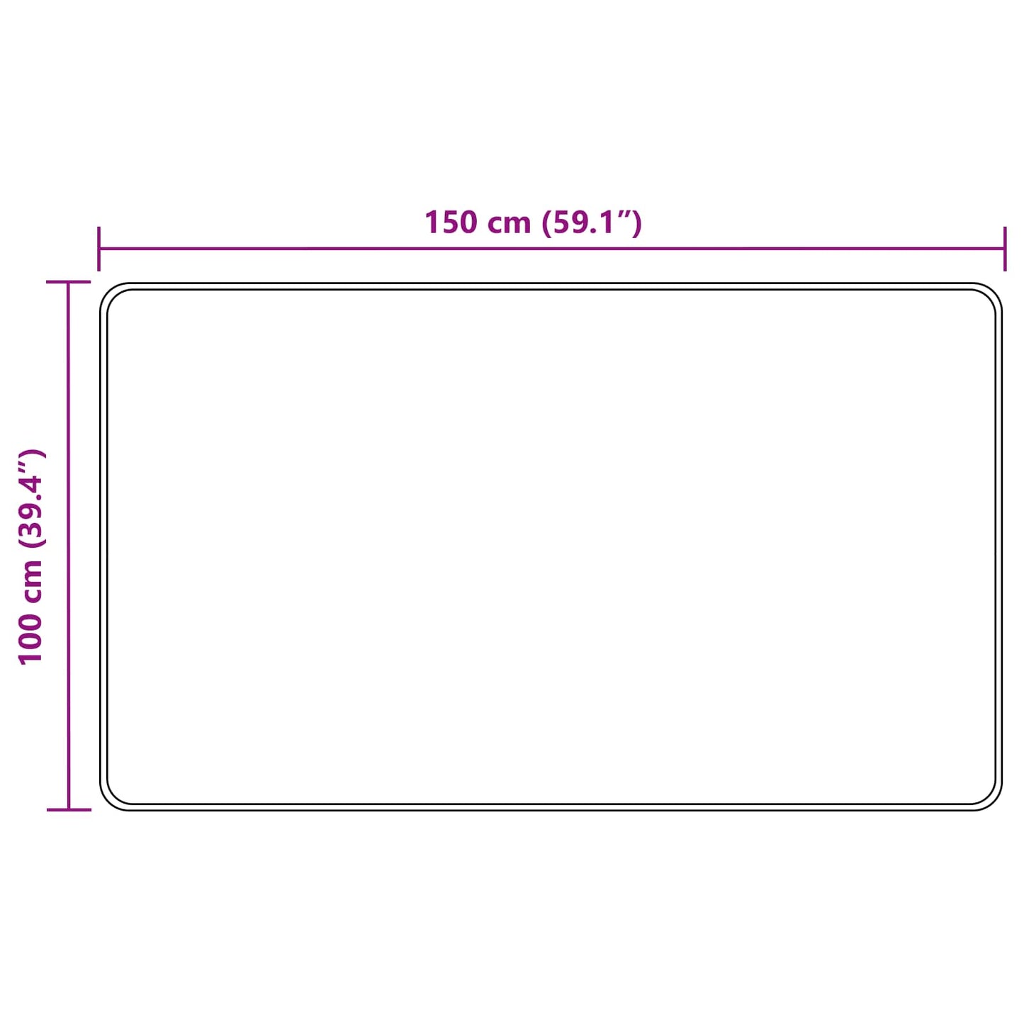 Tæppe Runner MARSA Sort 100 x 150 cm Polyester og PVC