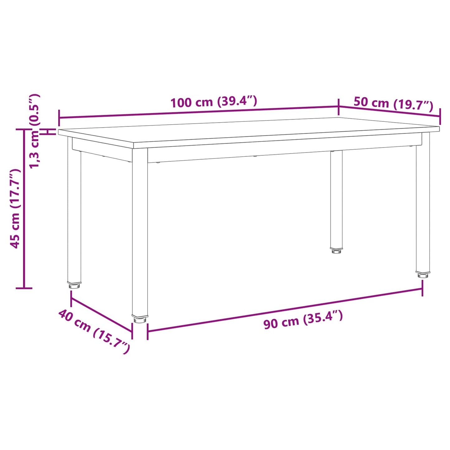 Sofabord Sort eg 100 x 50 x 45 cm Konstrueret træ