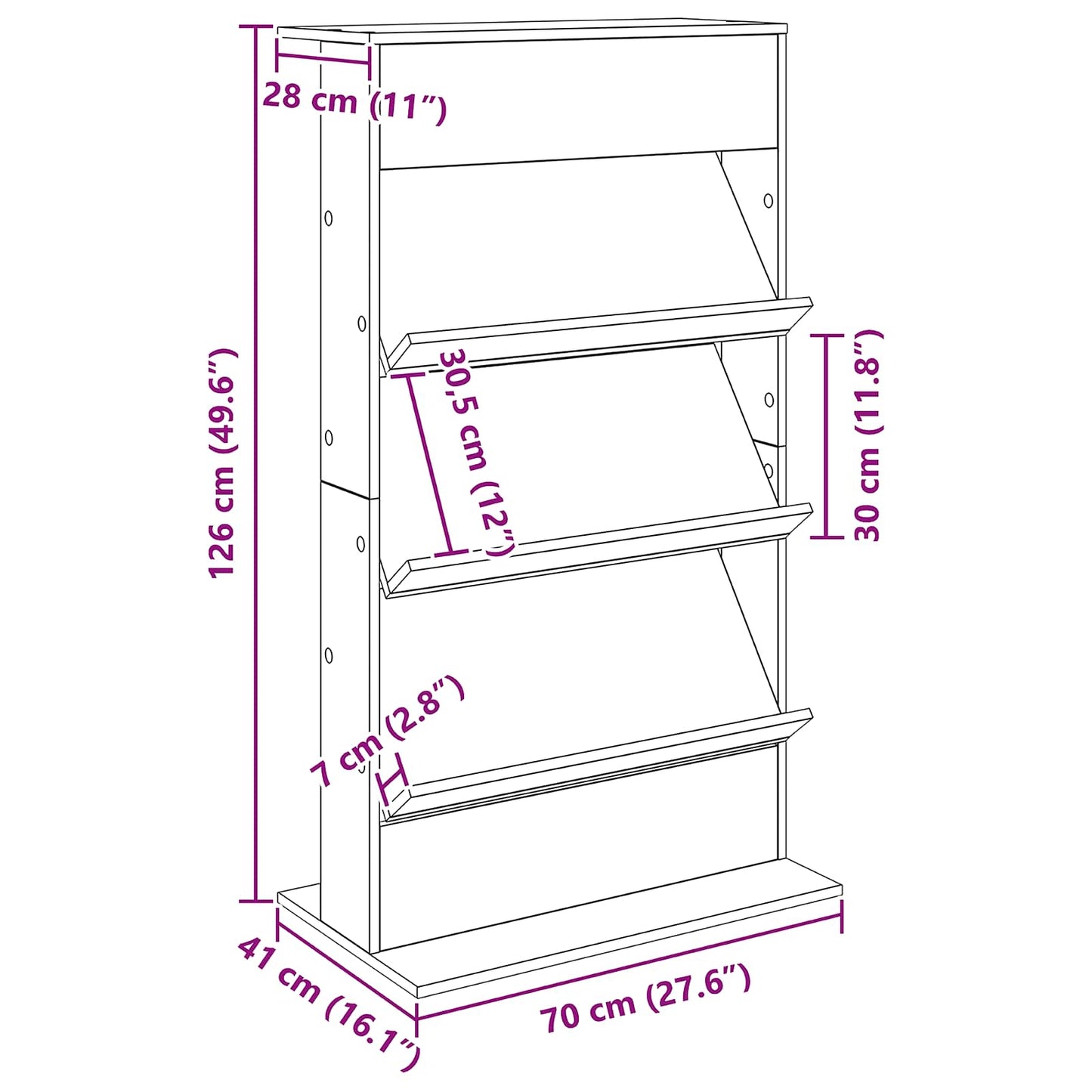 Magasin Rack Grå Sonoma 70 x 41 x 126 cm Konstrueret træ