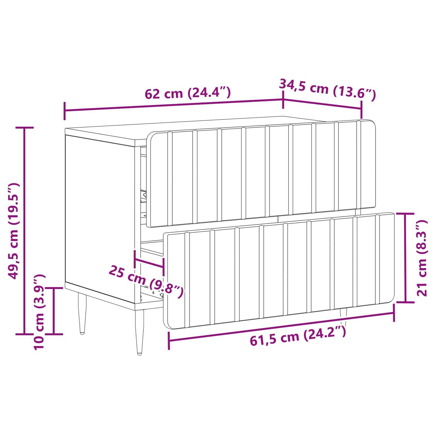 Natskab med skuffe Røget eg 62 x 34,5 x 49,5 cm Konstrueret træ