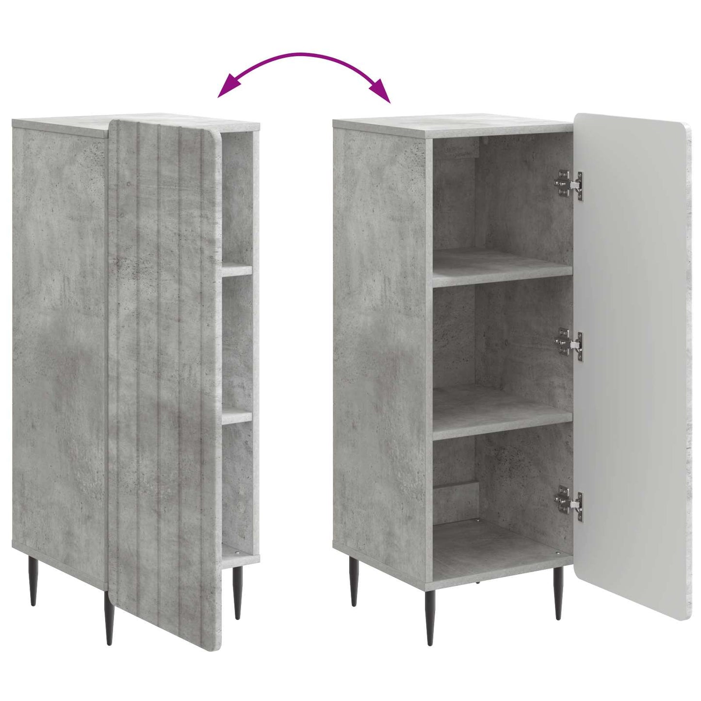 Sideboard Betongrå 34,5 x 33 x 92 cm Konstrueret træ