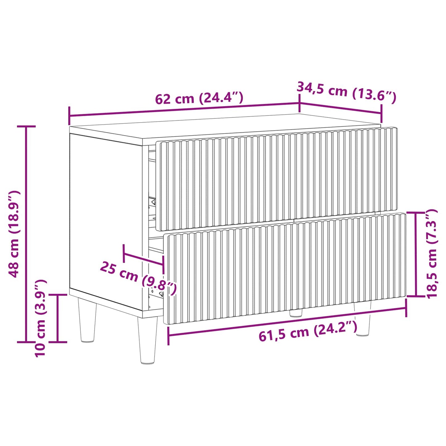 Natskab med skuffe Sort 62 x 34,5 x 48 cm Konstrueret træ
