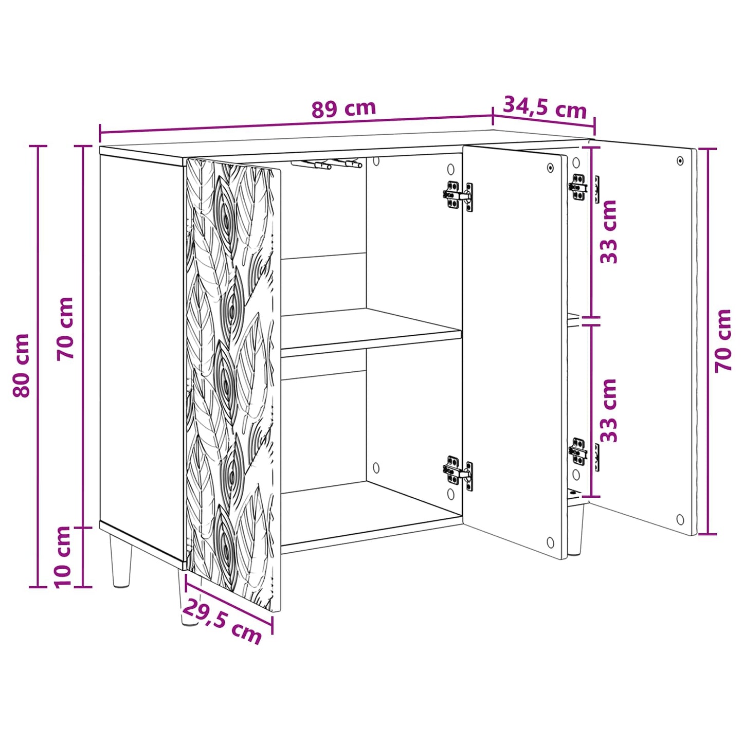 Sideboard Sonoma-eg 89 x 34,5 x 80 cm Konstrueret træ