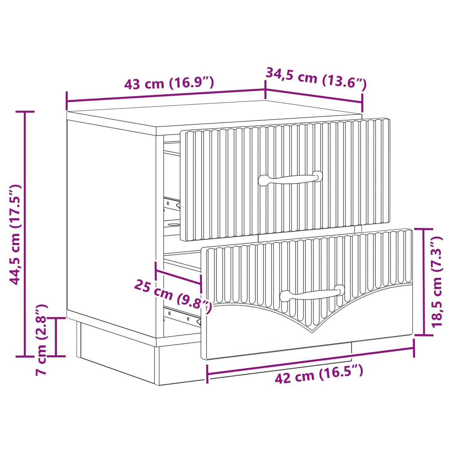 Natskab 2 pcs Hvid 43 x 34,5 x 44,5 cm Konstrueret træ