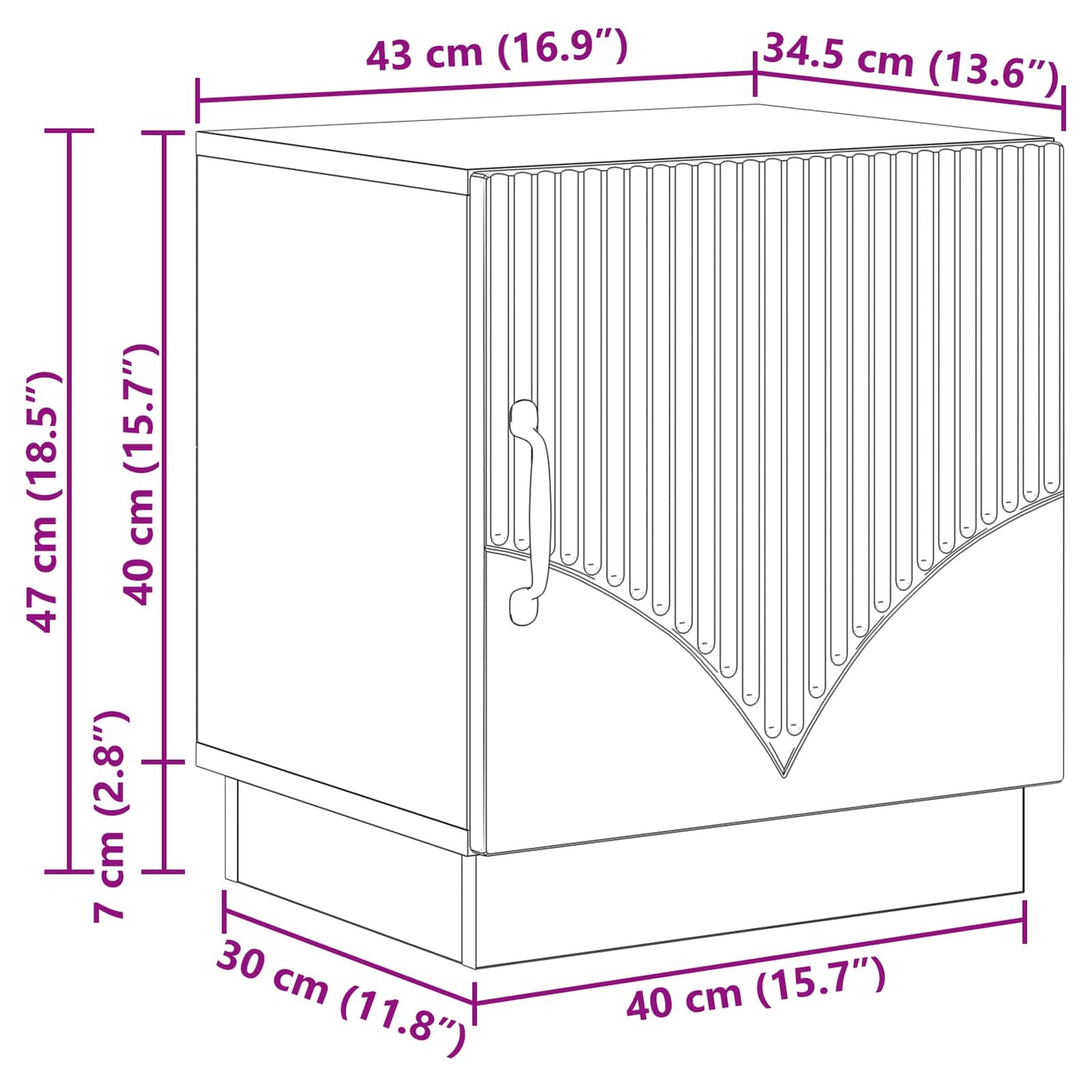 Sengebord Hvid 43 x 34,5 x 47 cm Konstrueret træ