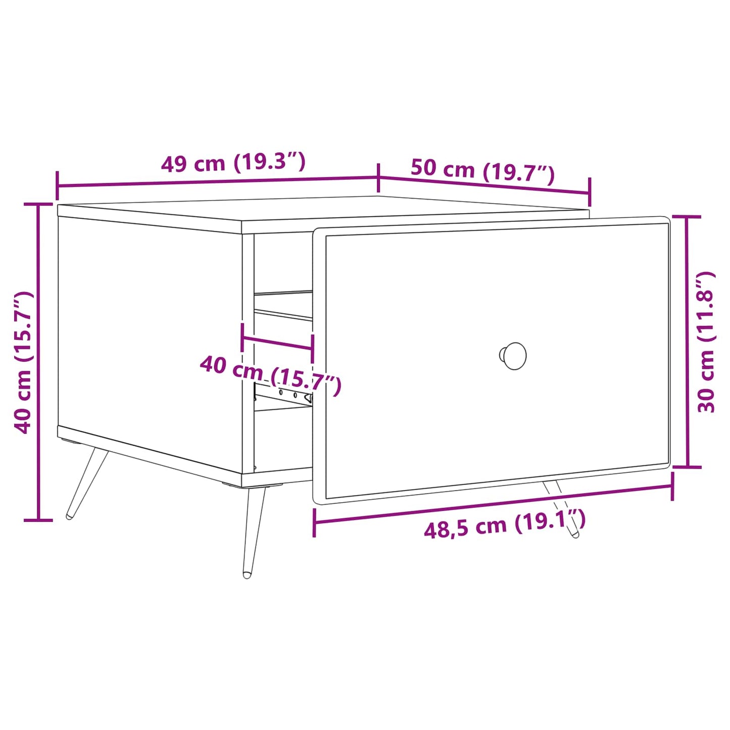 Sofabord Artisan-eg 49 x 50 x 40 cm Konstrueret træ