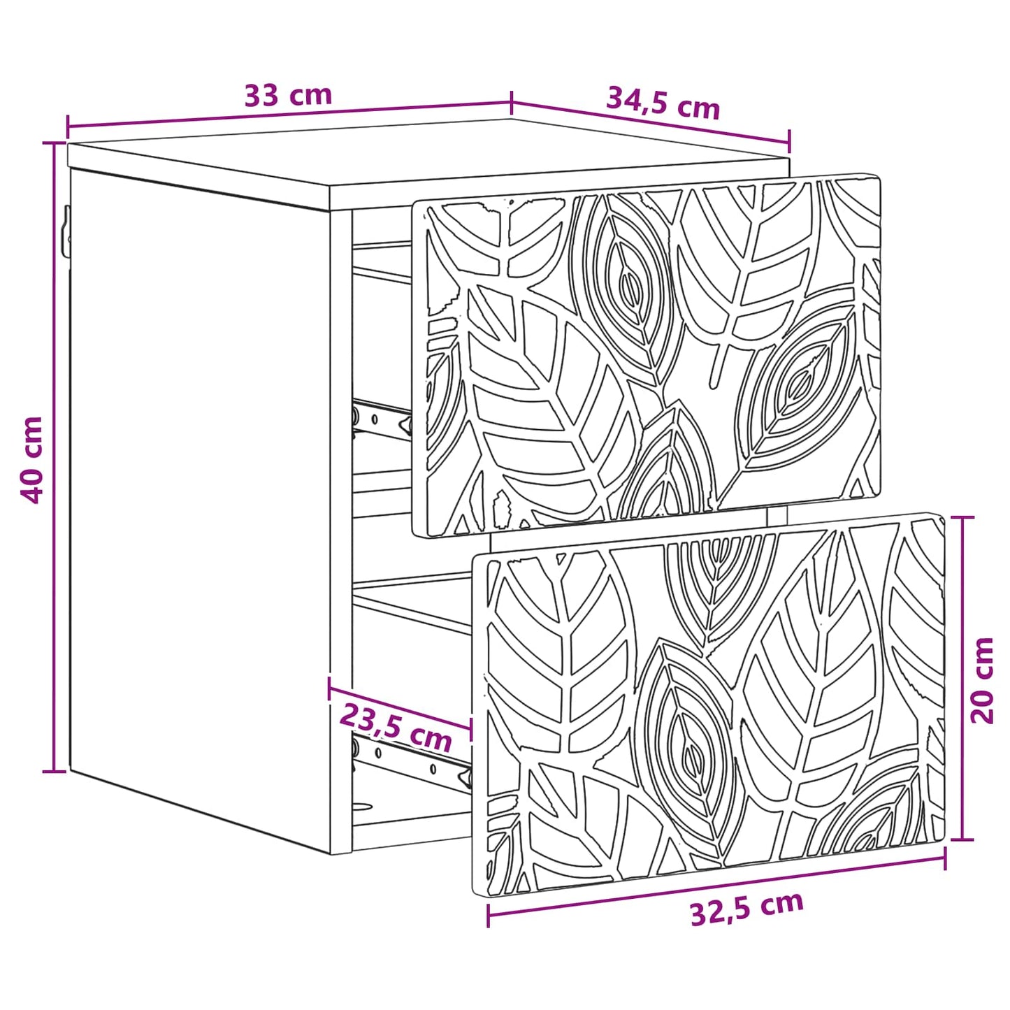 Væghængt Natbord Gammelt træ 34,5 x 33 x 40 cm Konstrueret træ