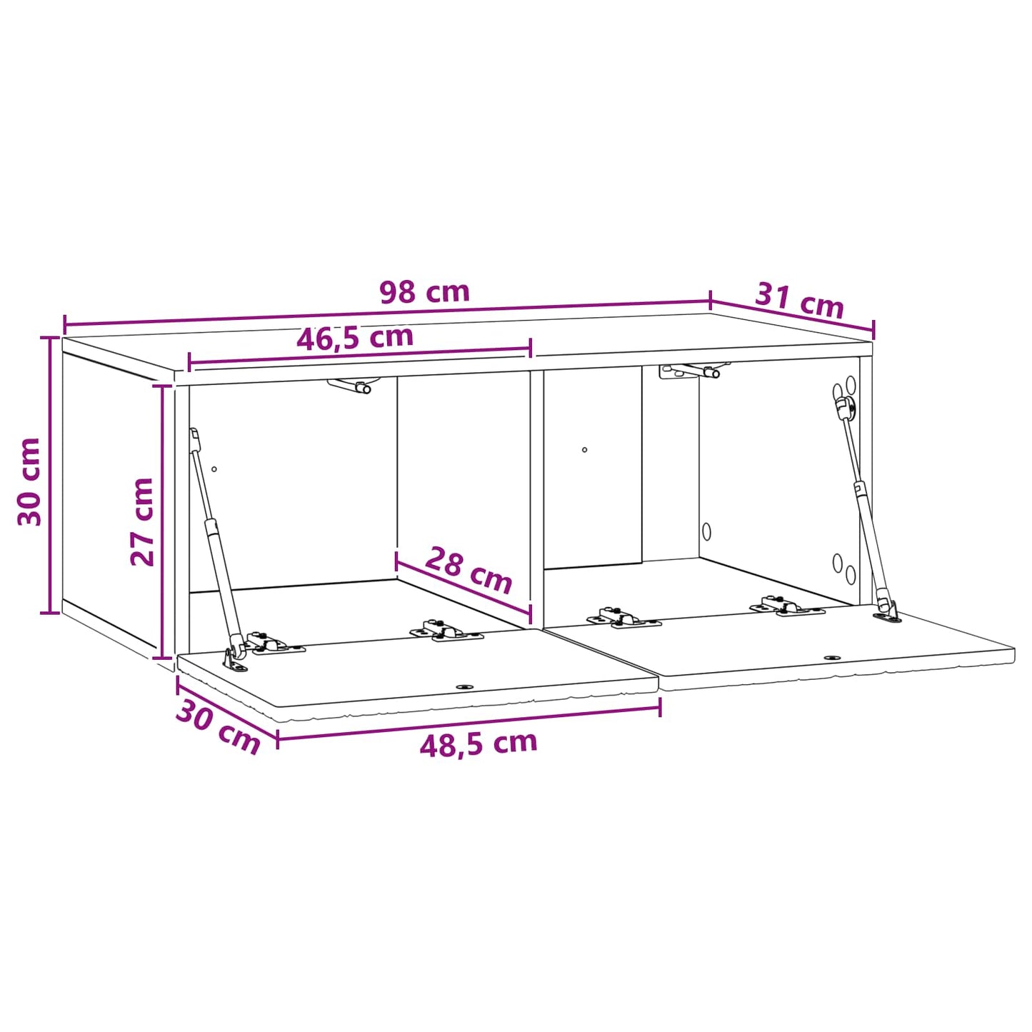 Væghængt TV-skab 98 x 31 cm Artisan-eg Konstrueret træ