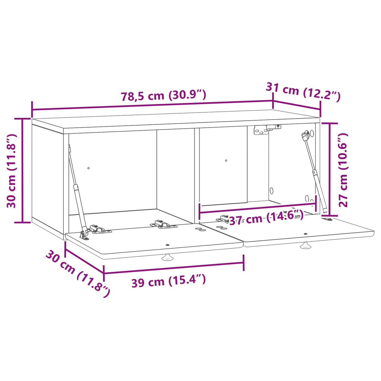 Væghængt TV-skab 78,5 x 31 x 30 cm Hvid Konstrueret træ