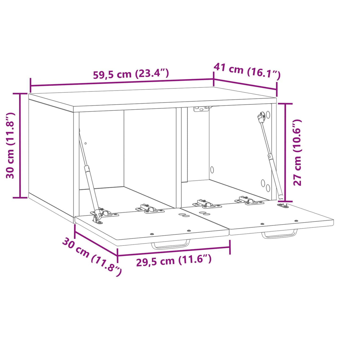 Væghængt TV-skab Røget eg 59,5 x 41 x 30 cm Konstrueret træ
