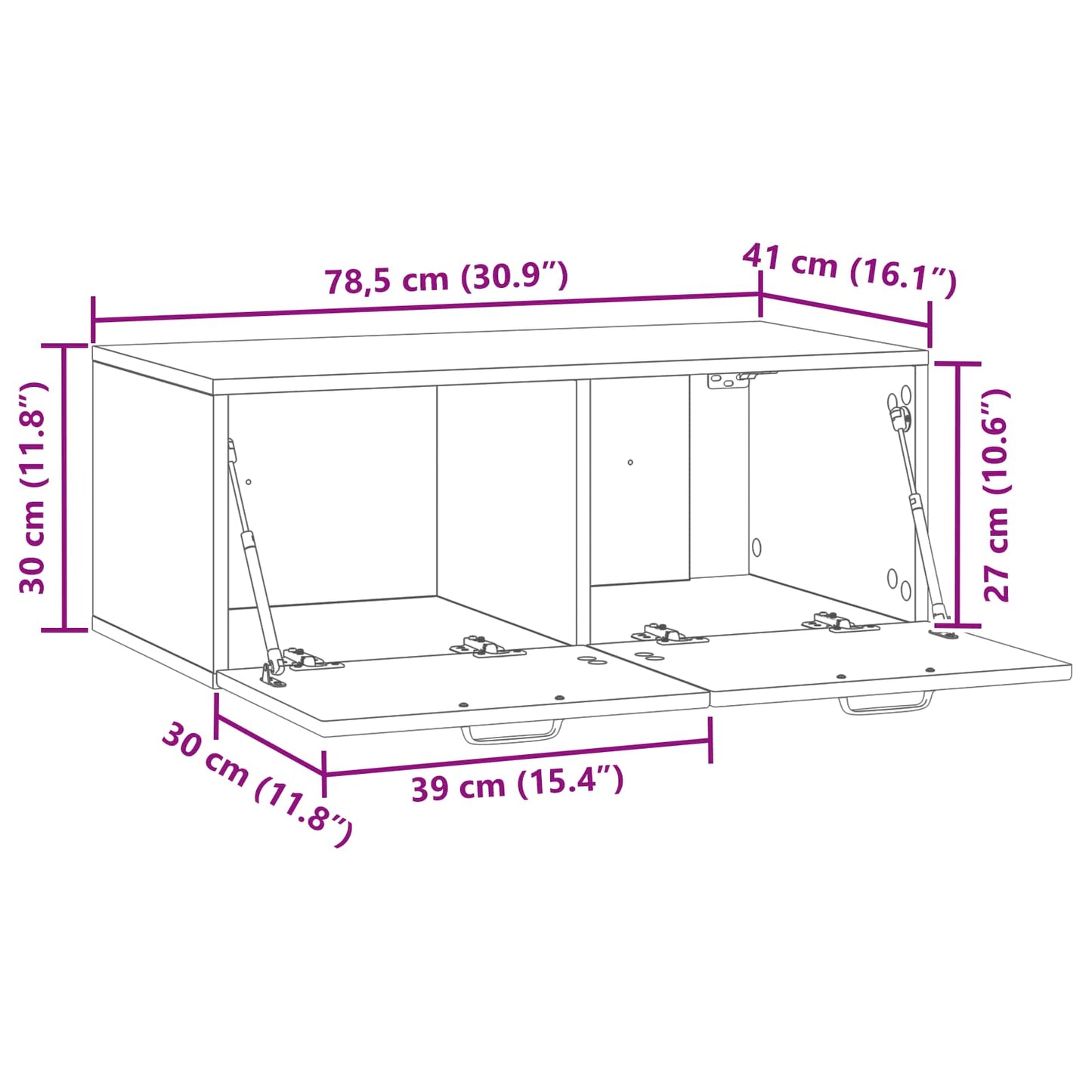 Væghængt TV-skab Røget eg 78,5 x 41 x 30 cm Konstrueret træ