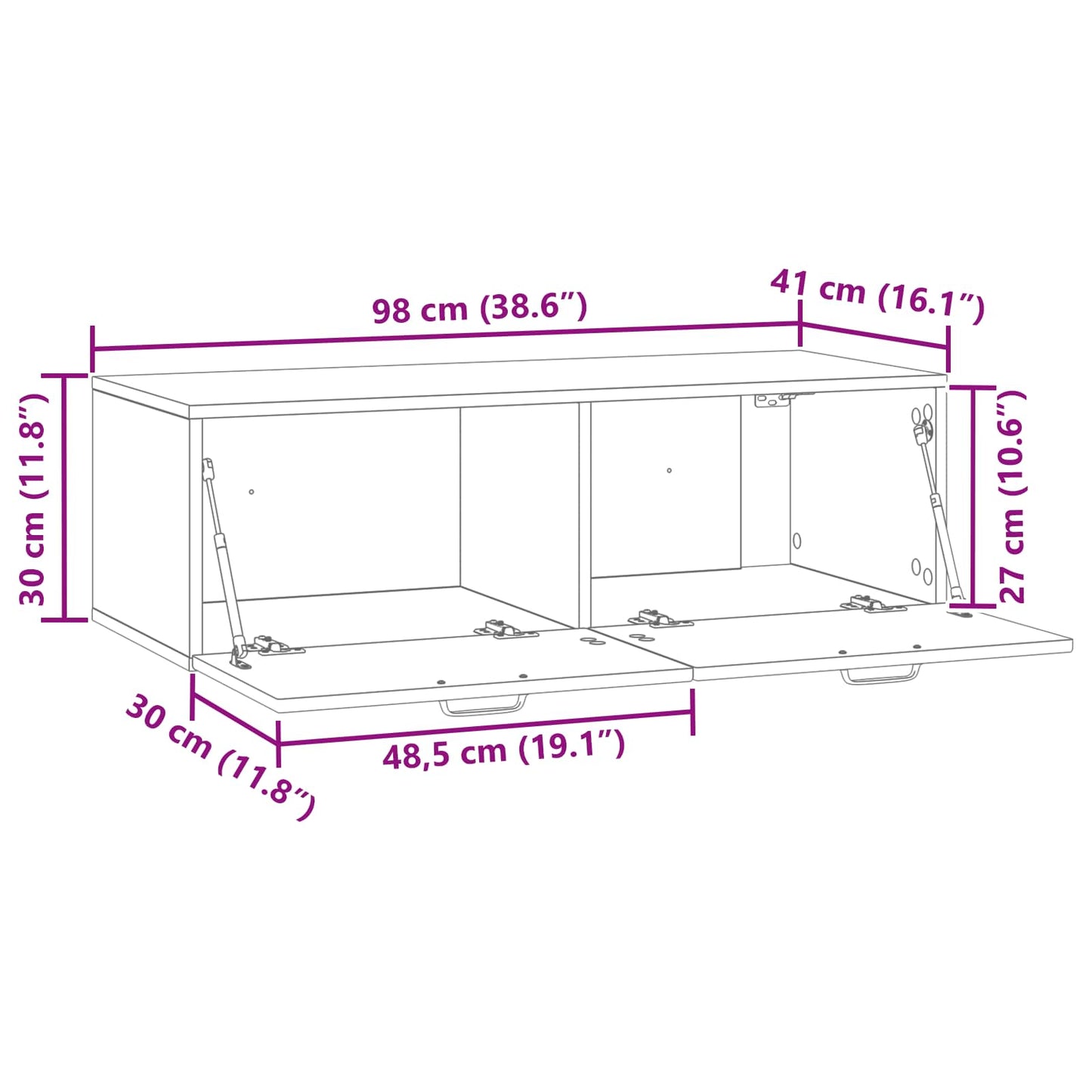 Væghængt TV-skab 98 x 41 x 30 cm Artisan-eg Konstrueret træ