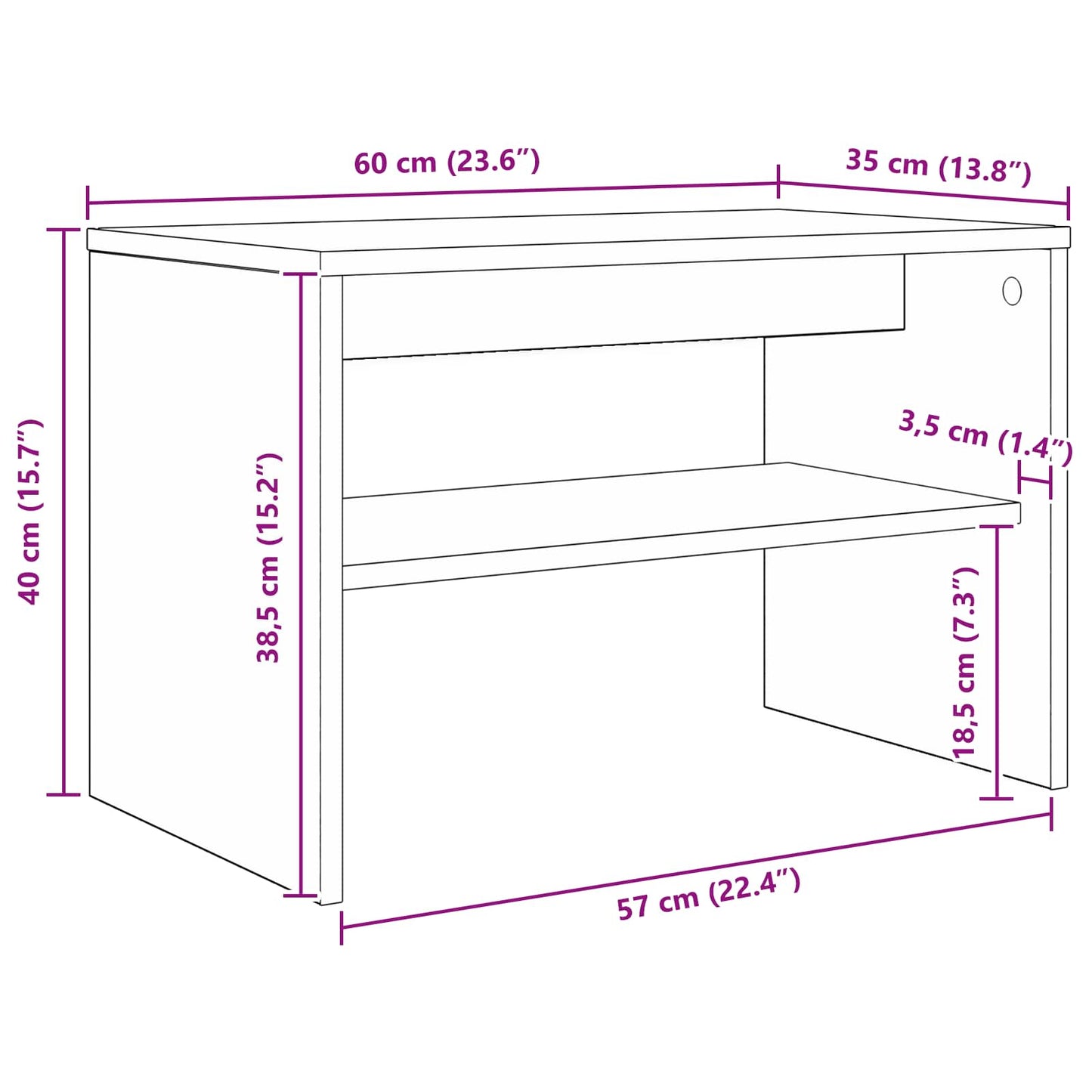 TV-skab 60 x 35 x 40 cm Sort eg Konstrueret træ