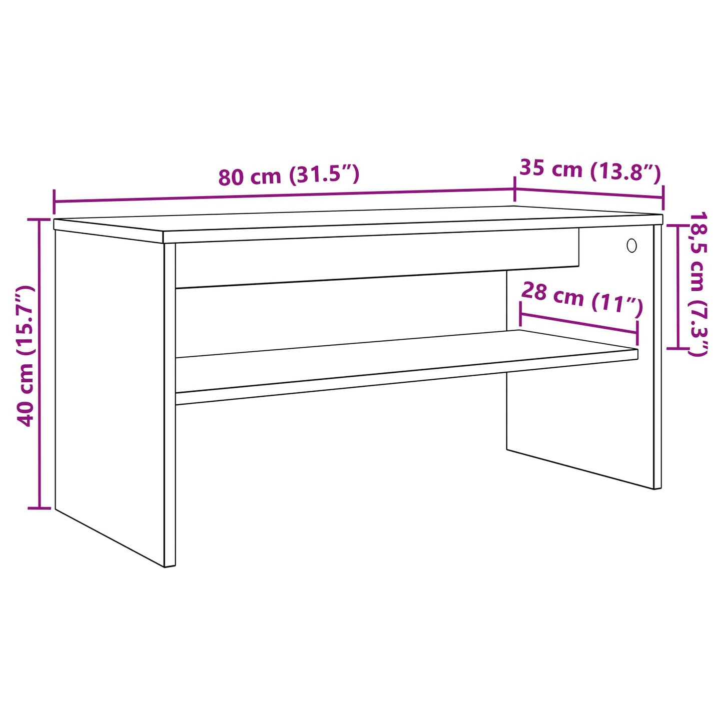 TV-skab 80 x 35 x 40 cm Beton Grå Konstrueret træ